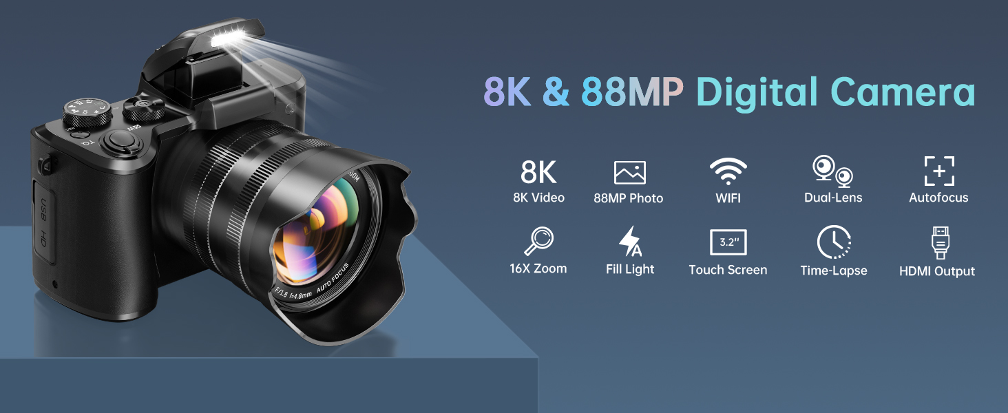 Amazon.com : XNSIAKXA 8K Digital Cameras for Photography Autofocus